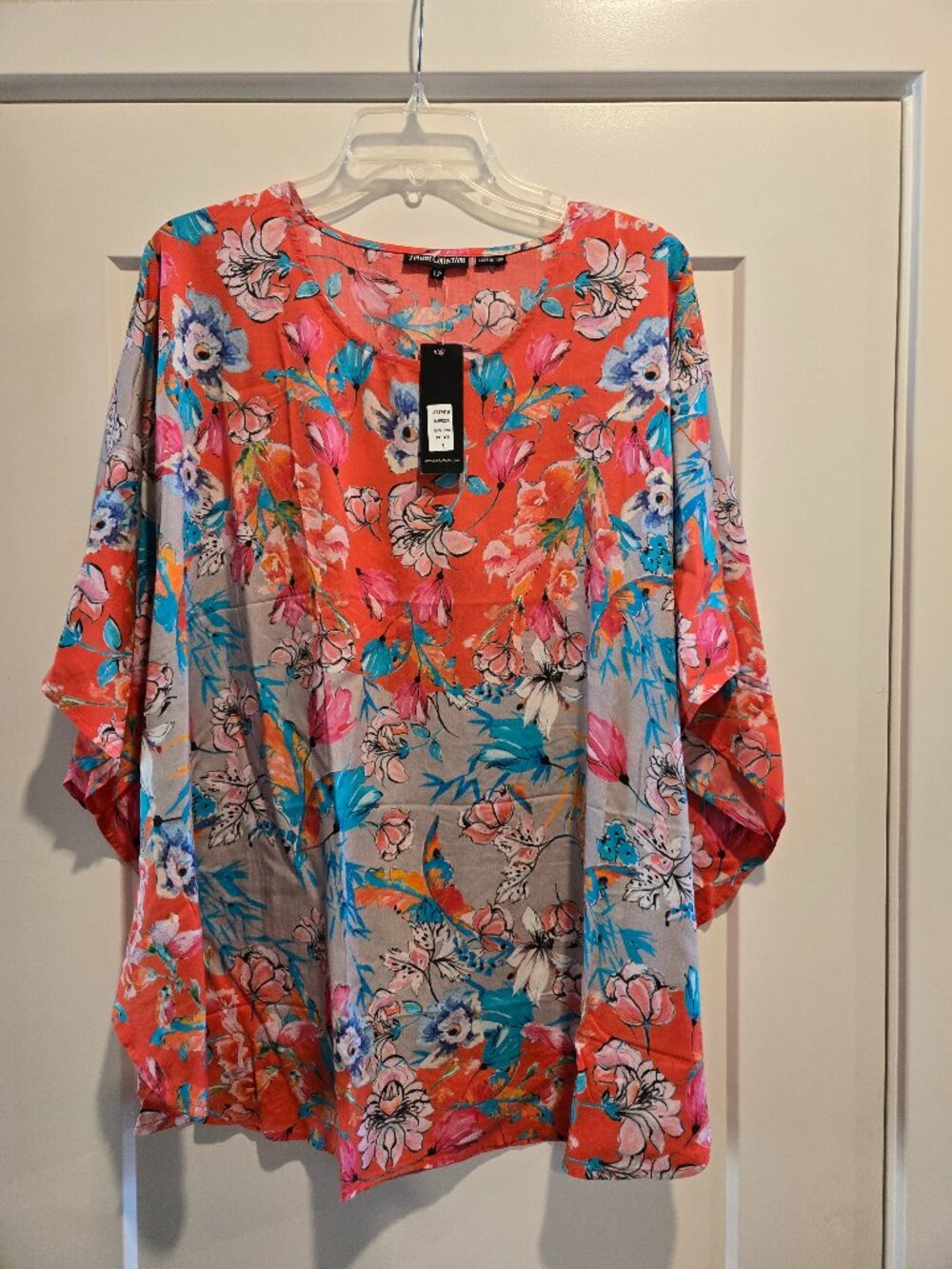 NWT Tolani Collection Petite Large Printed Modal Caftan Tunic, Poppy Floral